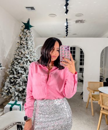 Camisa de botones rosada Hannah