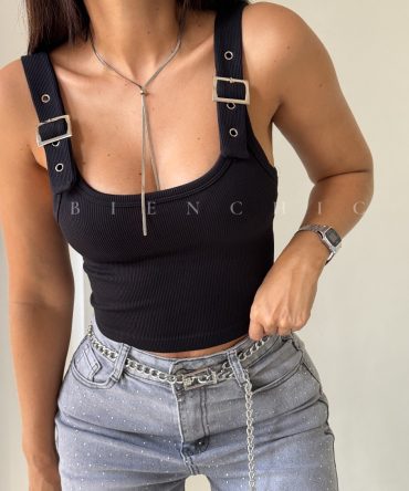 Top Negro con Hebillas Lara