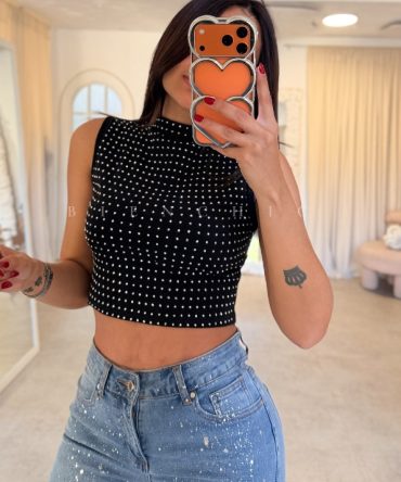 Top cuello alto strass Amanda