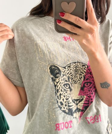 Camiseta Acid wash Leopardo