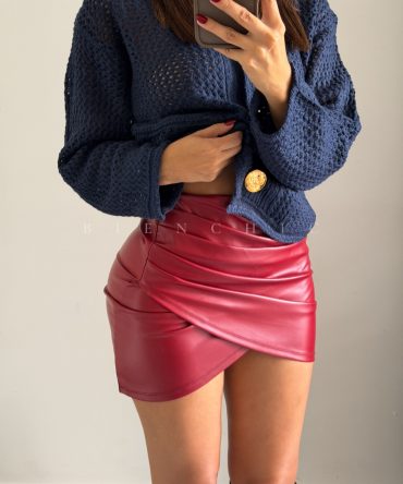 Falda de Cuerina Vino Lirio