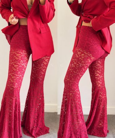 Pantalón Bota Campana de Encaje vino Circe