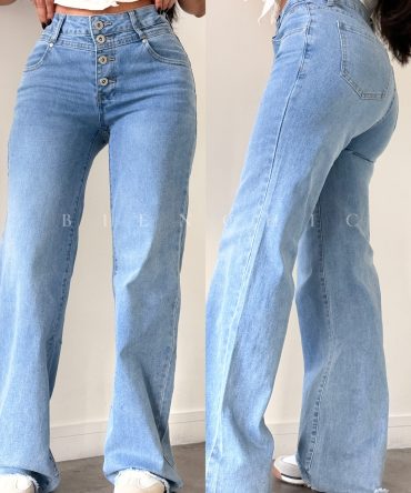 Jeans Bota Recta de Botones