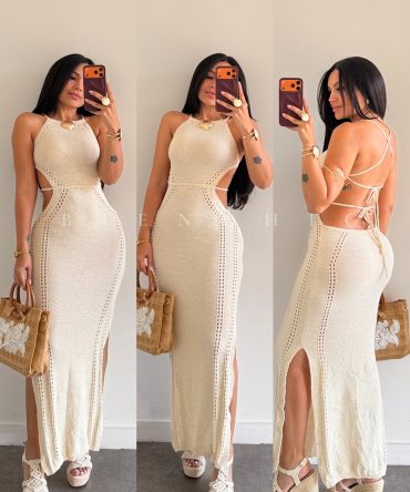 Maxivestido Tejido con Escote Stella