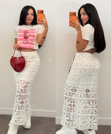 Maxifalda de Encaje Blanca